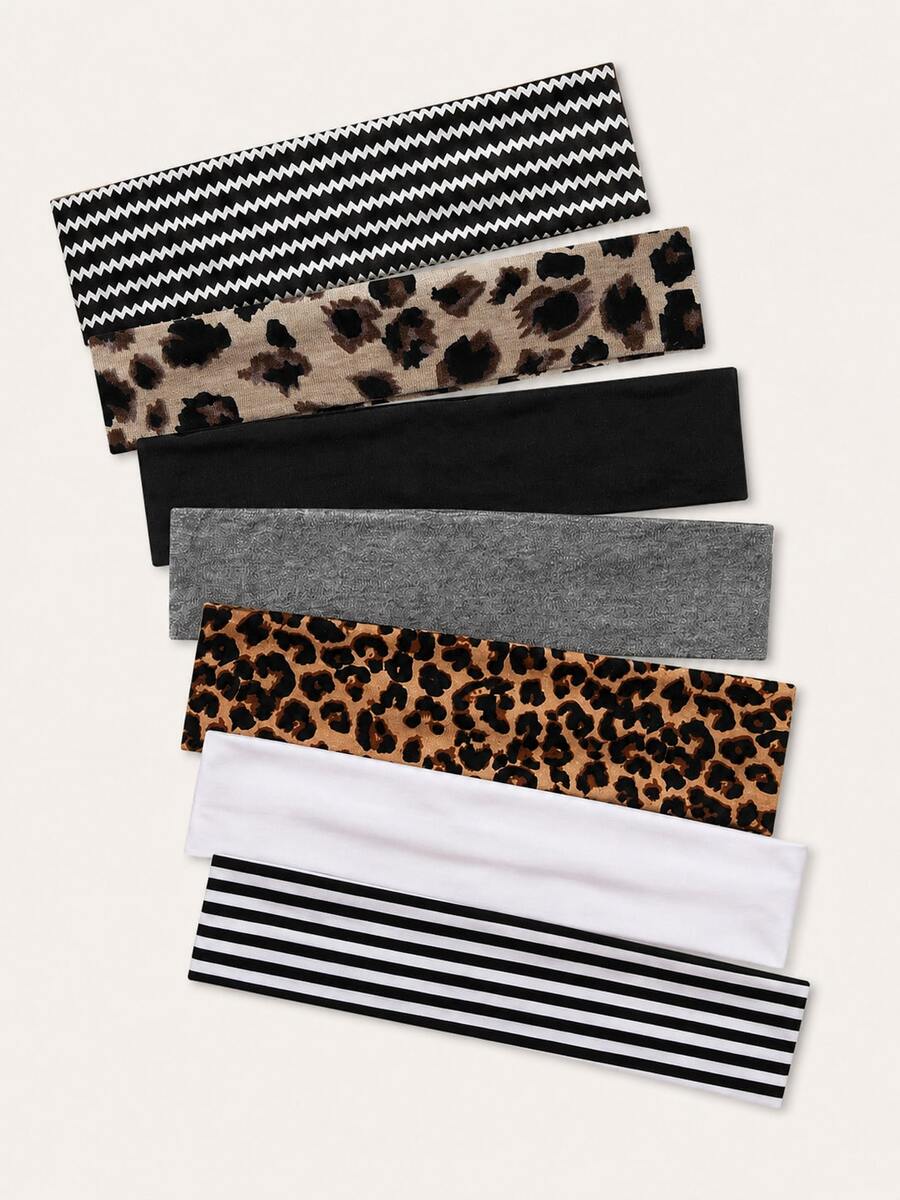 1/7 pezzi Fascia per capelli casual minimalista basic a pois & quadri per donna, adatta per fitness, yoga e incontri quotidiani, accessorio per acconciatura da donna - Multicolore - Visualizzare 1
