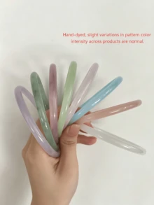 4件/1件 隨機花卉仿玉輕綠色與玫瑰粉色手鐲（4件套含禮盒），中式優雅手鐲，適合日常佩戴、假期、旅行、海灘，送給妻子或朋友的完美禮物，每件皆有獨特圖案，漸層紮染設計打造優雅高貴外觀 - 彩色 - 查看 9