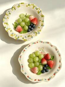 1pc Cute Fruit Pet Ceramic 9-Inch Plate, Exquisite Ceramic Vegetable Salad Mixed Rice Plate, Beautiful Dessert Cake Display Plate, Party Gathering Guest Reception Plate, Suitable For Home, Restaurant, Cafe, Dessert Shop, Gift, Gathering, Party - Multicolor - View 8
