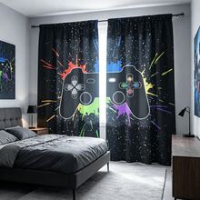 2pcs Gaming Style Curtains, Game Controller Pattern Print, Home Rod Pocket Bedroom Living Room Decor, Privacy Protection, 2D Flat Print, 160gsm - Multicolor - View 11