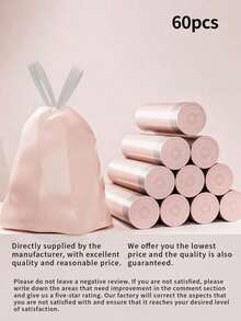 60pcs 10L Bathroom Trash Bags, Thickened Durable Disposable Thin Trash Bags Suitable For Home, Office, Bedroom, Small Trash Bags, Multi-Color Household Outdoor Trash Can Liners, Leak-Proof For Car, Office, Pet Waste. Stain-Resistant Effort-Saving Multi-Color Trash Bags Suitable For Kitchen, Bathroom, Home. - Pink - View 8