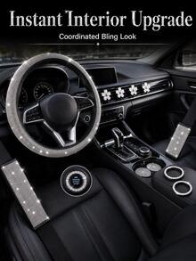 Hiny 11pcs Artificial Rhinestone Car Interior Decor Set, Fashionable All-Season Car Accessories, Car Decoration, Interior Embellishment, Sparkling Accents, Rhinestone Design, Handmade Decoration, High Gloss Surface, Decorative Items - 11PCS - View 8