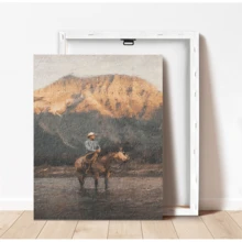 1pc Framed Canvas Wall Art, Western Cowboy Painting, Vintage Medieval 12 Months Style, Antique Oil Painting, Atmospheric Print, Western Cowboy Decor, Retro Horse Riding Wall Art, Home Decor Wall Painting, Living Room Wall Art, Birthday Graduation Poster Gift - Multicolor - View 4