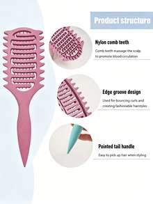1pc Upgraded New Curly Hair Comb, Special Bristle Structure, Suitable For Various Hairstyles, Reduces Hair Loss And Pulling, Detangles Hair, Unisex, Easily Create Curly Hair - Multicolor - View 2