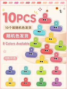 5/10Pcs Random Color Acrylic Paper Clips, Cute Cartoon Expression Binder Clips, Transparent Decorative Journal Clips, Snack Sealing Clips, Back To School Office & Classroom Stationery Gifts For Teens - Multiple Styles - View 13