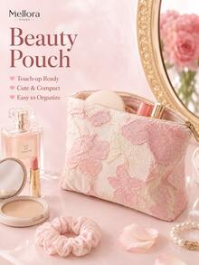 1pc Cute Floral Embroidered Zipper Makeup Bag, Soft Fabric Mini Coin Purse, Portable Cosmetic Storage Bag, Suitable For Lipstick, Earrings And Daily Small Items - Multiple Styles - View 8