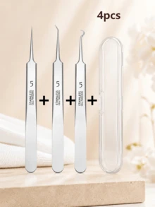 Professional Stainless Steel Double-Ended Blackhead Extractor Tool Set - Professional Double-Ended Extractor, Ergonomic Handle, Suitable For Squeezing Whiteheads, Blackheads, Acne And Facial Cleansing. No Battery Required, Portable Design, Durable Material, Easy To Clean, Essential For Beauty Enthusiasts, Specifically Designed For Skincare - Multicolor - View 17