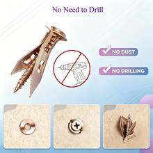 Bộ 50 ống nở và vít treo tường thạch cao chịu lực nặng - vít và neo tự khoan, phù hợp để treo rèm, giá treo khăn, đèn, gương, kệ và đồ dùng nhà bếp - 100 CÁI/BỘ - Xem 4
