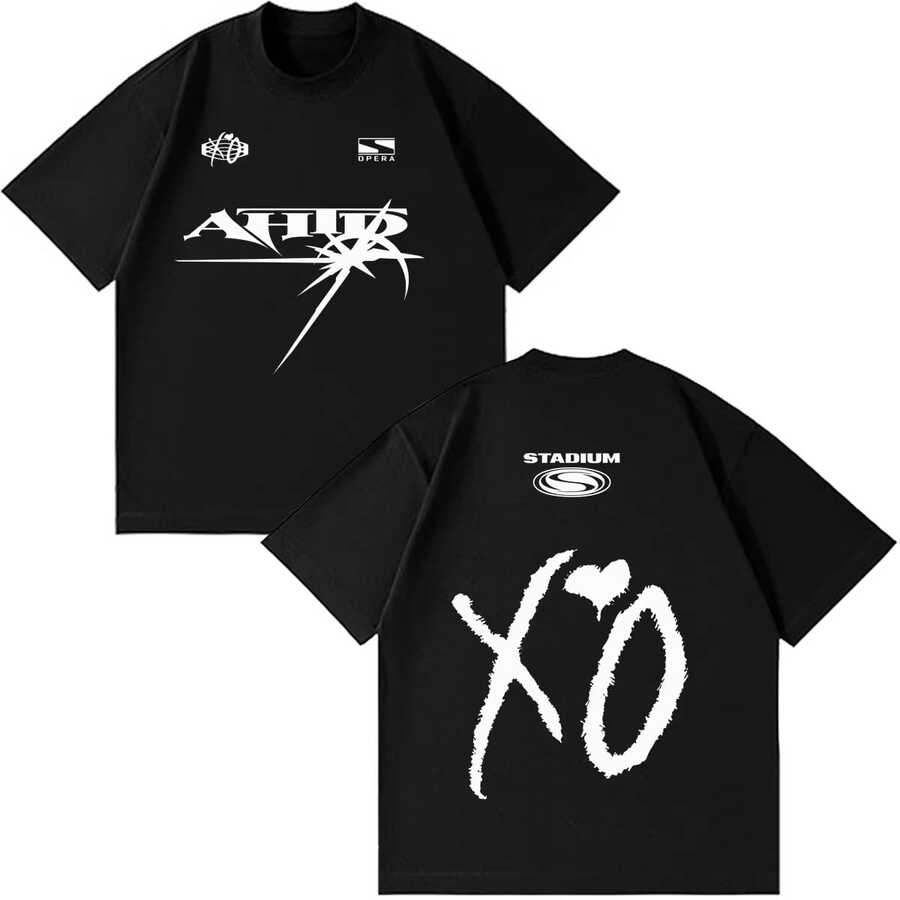 Black Double-Sided The Weekndd XO Stadium Opera Tour T-Shirt, AHIIID Gothic Front, Stadium XO Grunge Back, R&B Collector Tee - Black - View 1