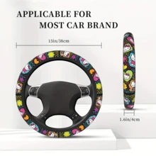 SANRIO 1Pc Hello Kitty Steering Wheel Cover Thickened Neoprene Universal, Car Additions For Cars SUV Etc, Hello Kitty Design Car Interior Additions, Add Brightness To Car Interior, Great Gift For Family And Friends - A - View 4