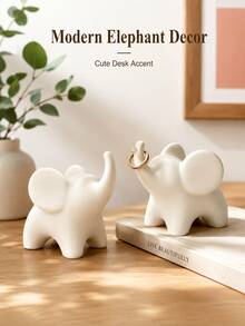 3D Printed Cute Elephant Figurine, Modern Minimalist Animal Sculpture, Creative Design Home Decor, Suitable For Living Room, Bedroom, Bookshelf And Office Desk Small Desktop Ornament, Housewarming Gift, Room Decoration - Multicolor - View 2