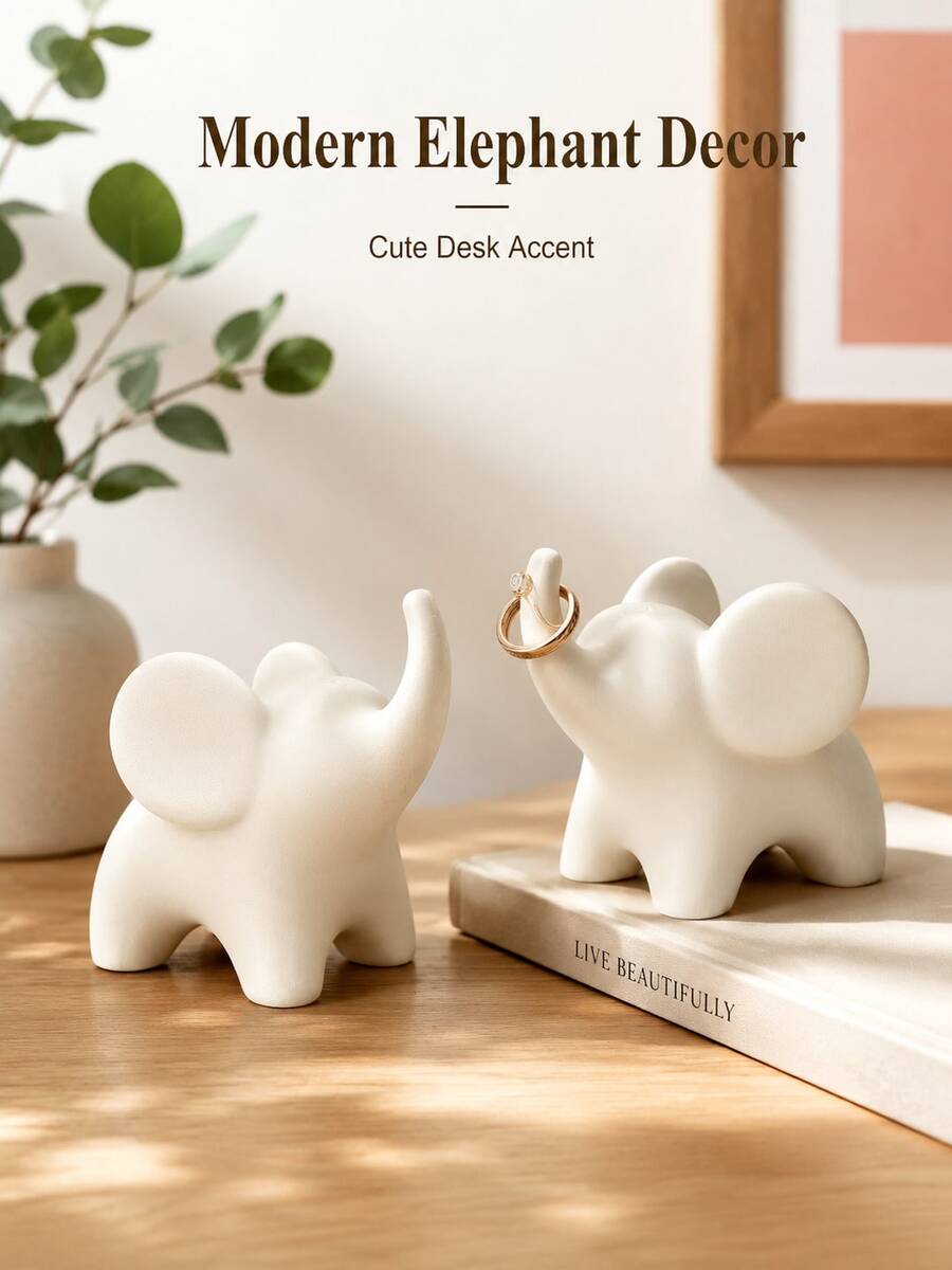 3D Printed Cute Elephant Figurine, Modern Minimalist Animal Sculpture, Creative Design Home Decor, Suitable For Living Room, Bedroom, Bookshelf And Office Desk Small Desktop Ornament, Housewarming Gift, Room Decoration