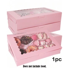10pcs/1pc Window Baking Box, 12x8x2.5 Inches, Large White Cookie Box, Auto-Pop-Up Dessert Box, Suitable For Pies, Cakes, Muffins, Donuts And Baked Goods, Perfect For Parties, Holidays, Weddings, Birthdays - Pink - View 12