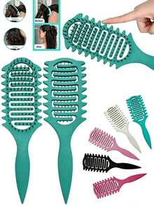 1pc Upgraded New Curly Hair Comb, Special Bristle Structure, Suitable For Various Hairstyles, Reduces Hair Loss And Pulling, Detangles Hair, Unisex, Easily Create Curly Hair - Multicolor - View 3