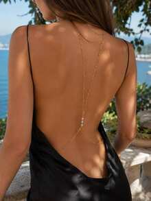 Women's Sexy Back Chain Evening Dress Accessory - Gold - View 2