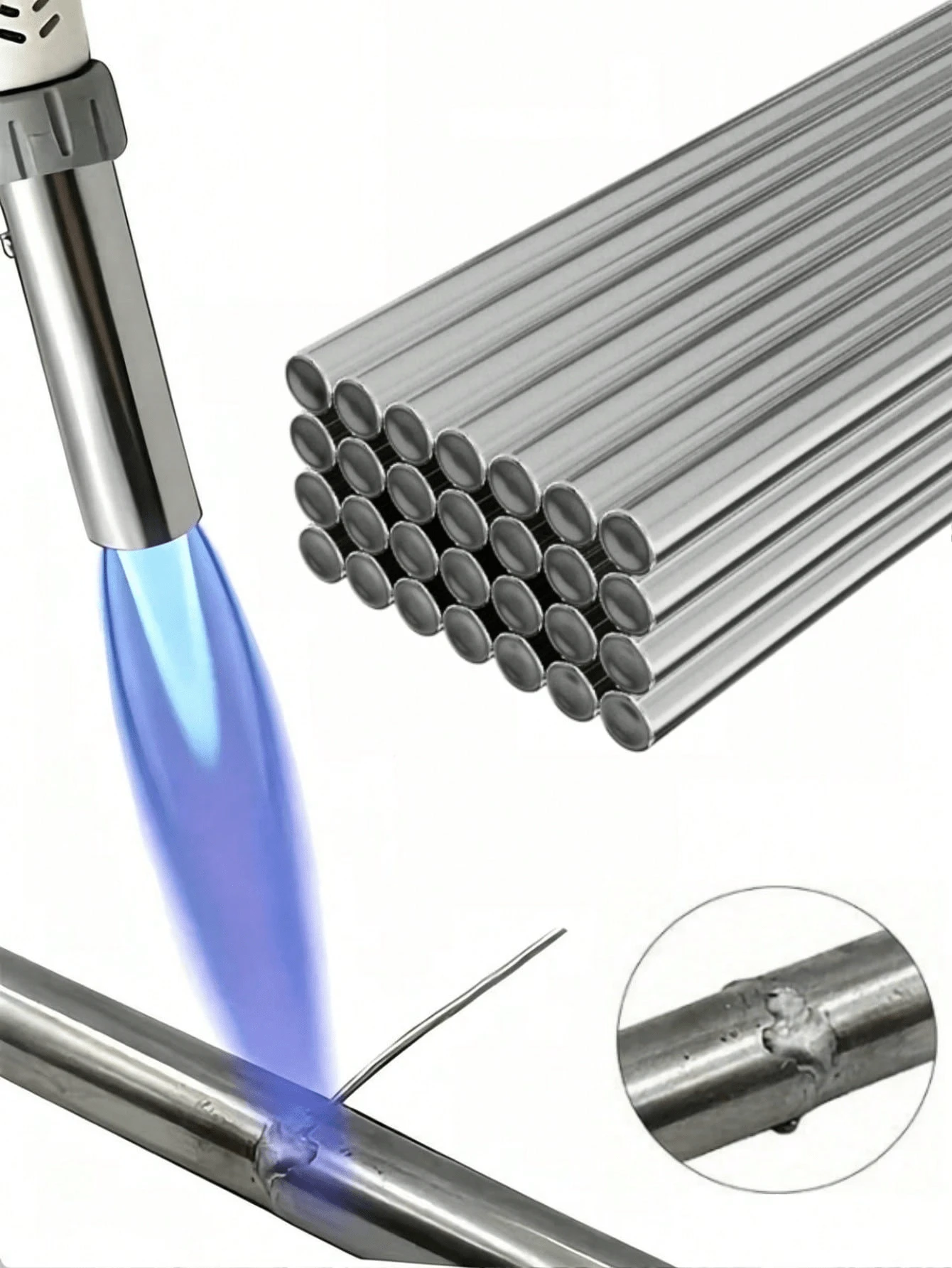 10/20/50/5pcs Aluminum Welding Rods Diameter 0.08in, Low Temperature Aluminum Core Welding Rods, Used For Stainless Steel And Aluminum Material Welding Machine Repair, Low Temperature Meltable Welding Wire, No Flux Required, Suitable For Copper, Iron, Aluminum