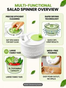 1/2pcs Multifunctional Salad Spinner And Strainer Basket, Non-Rechargeable PP Manual Vegetable And Fruit Dehydrator, With Strainer Basket, Convenient For Meal Prep - Multicolor - View 3