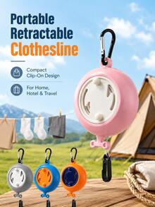 Portable Retractable Travel Clothesline, Adjustable Thickened Laundry Drying Rope, Compact Hidden Design, Easy To Install, Suitable For Hotel, Camping, RV, Balcony, Bathroom, Dorm, Indoor And Outdoor Drying, Travel Essential And Home Storage - Multicolor - View 2
