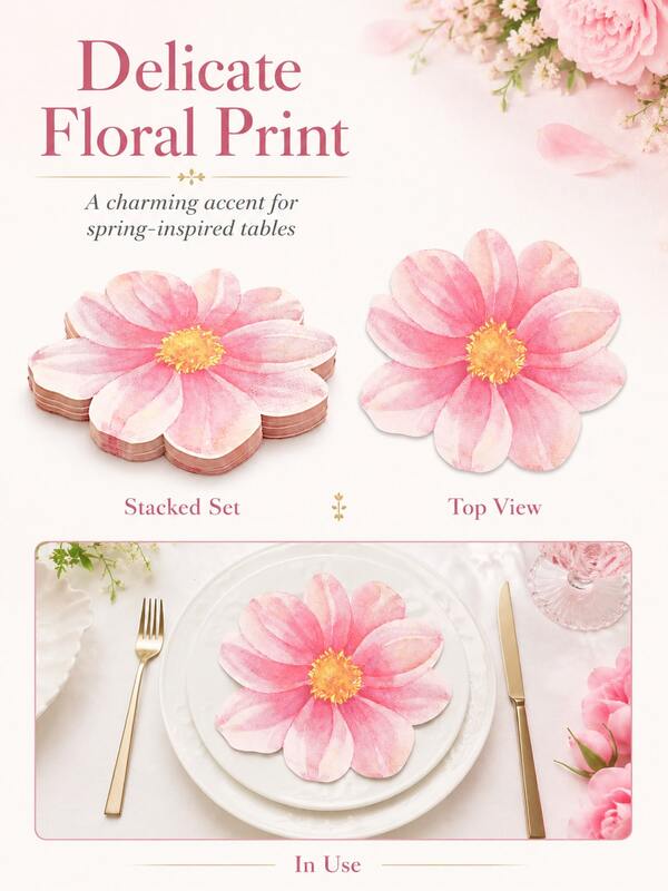 20pcs/40pcs/50pcs/100pcs 33*33CM/12.99*12.99IN Disposable Party Napkins, Paper Material, Fresh Style + Ins Style Pink And White Gradient Watercolor Large Flower (Petal Shape) Pattern, Spring Floral Theme Party Decoration Napkins, Suitable For Girls' Spring Picnic Decor, Best Friend Afternoon Tea Setup, Wedding Welcome Area Decoration, Warm Family Gathering Scenes