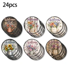 6pcs Floral Pattern Printed Diatomaceous Earth Coasters, Absorbent Beverage Coasters, Coffee Cup Coasters, Mug Coasters, Tea Cup Coasters, Desk Protection Pads, Suitable For Dining Table, Coffee Table, Tea Table, Bar Counter And Office Desk Decoration - Multicolor - View 12