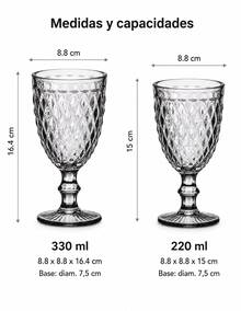 Shoppe house - Juego 6 Copas Vino Diamante Color Cristal - Gris - Ver 4