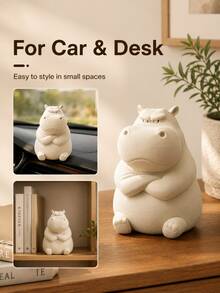 3D Printed Angry Hippo Car Dashboard Ornament, Funny Angry Expression Animal Figurine, Compact Car Interior Decor, Suitable For Center Console, Desk And Bookshelf, Unique Creative Home Office Decoration, Perfect Birthday Holiday Gift For Drivers And Animal Lovers - Multicolor - View 4