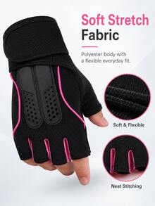 Men's Breathable Half-Finger Workout Gloves With A Padded Grip Pad And Adjustable Wrist Strap, Suitable For Dumbbell Training, Cycling, Hiking, Camping, And Gym Equipment. - Multicolor - View 3