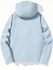 Caldwick Men's Lightweight Long Sleeve Jacket, Autumn/Winter Hooded Full Zip Solid Color Fashion Outerwear - Baby Blue - View 6