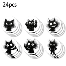 6pcs, Cat Pattern Printed Diatomaceous Earth Coasters, Absorbent Beverage Coasters, Coffee Cup Coasters, Mug Coasters, Tea Cup Coasters, Desk Protection Pads, Suitable For Dining Table, Coffee Table, Bar Counter And Office Desk Decoration - Multicolor - View 11