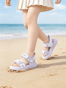 新款女童厚底運動涼鞋，適合夏季，舒適百搭，柔軟防滑鞋底，大童鞋，適用戶外、休閒、運動、沙灘 - 淡紫色 - 查看 6