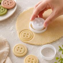 1pc Creative Minimalist Button Shaped Cookie Cutter Mold - Simplistic Flower Pattern Round & Square Baking Cookie Mold For Home Use - Multicolor - View 4