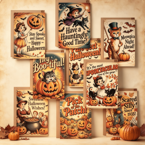 20 piezas Tarjetas de felicitación de espantapájaros de Halloween con sobres y tarjetas de notas en blanco, tarjetas divertidas de búho de Halloween y esqueleto peculiar para invitaciones a fiestas y cenas familiares de Halloween