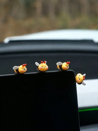 Cute Cartoon Bee Car Dashboard Decor, Mini Resin Bee Adhesive Decoration, Multiple Expressions, Waterproof Self-Adhesive Small Bee Ornament, Universal Car Interior Accessory, Suitable For Car Screen, Rearview Mirror, Motorcycle, Bicycle Daily Driving