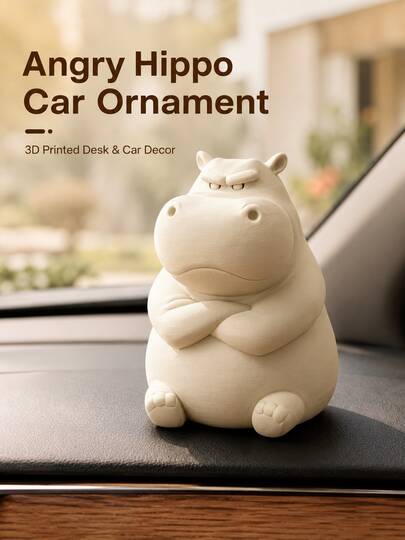 Enfeite de Painel de Carro Impresso em 3D de Hipopótamo Bravo, Figura de Animal com Expressão Engraçada e Brava, Decoração Compacta para Interior de Carro, Adequado para Console Central, Mesa e Estante, Decoração Criativa para Casa e Escritório, Presente Perfeito de Aniversário e Feriado para Motoristas e Amantes de Animais