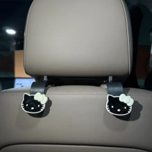 SANRIO 2件組 Hello Kitty 車用座椅背掛勾收納架,可愛鑰匙圈與口罩收納,耐用 ABS 塑料,粉色/黑色,適用於大多數車型,汽車配件,車鑰匙掛鉤,趣味設計,結構穩固,送給家人朋友的貼心禮物 - A - 查看 12
