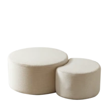Kaffeetisch-Set, 2-Teilig , Gepolsterte Runde Kaffeetische, Set Mit 2 Stu Ck Fu R Das Wohnzimmer, Moderner Runder Kaffeetisch Aus Schaumstoff, Beistelltisch, Ottoman, Keine Montage Erforderlich - 米色 - 查看 2