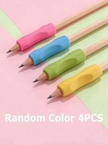 4pcs Soft Silicone Pencil Grips, Ergonomic Non-Slip Pen Sleeves, Suitable For Left And Right Hands, Colorful Writing Aid Tools, Applicable To Pencils, Pens, Drawing, School And Office Supplies, Back To School - A - View 8