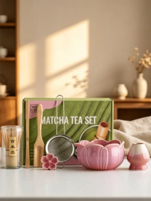 1/5/7pcs Petal Raku Matcha Tea Set, Pink/Green Optional, Matcha Bowl, Matcha Full Set Tools, Complete Matcha Tools, Matcha Whisk Set, Matcha Tools, Matcha, Matcha Plate, Matcha Tools, Cup, Matcha Related Products, Including Matcha Bowl, Matcha Whisk, Matcha Cup, Matcha Whisk, Matcha Spoon, Tea Bowl Set, Matcha Brewing Tools - Multicolor - View 16