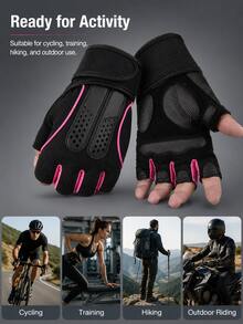 Men's Breathable Half-Finger Workout Gloves With A Padded Grip Pad And Adjustable Wrist Strap, Suitable For Dumbbell Training, Cycling, Hiking, Camping, And Gym Equipment. - Multicolor - View 10