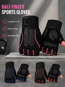 Men's Breathable Half-Finger Workout Gloves With A Padded Grip Pad And Adjustable Wrist Strap, Suitable For Dumbbell Training, Cycling, Hiking, Camping, And Gym Equipment. - Multicolor - View 8