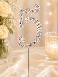 0-9 Number Cake Toppers, Sparkling Rhinestone Number Cake Toppers, Shiny Crystal Number Cupcake Decorations, Suitable For Birthday, Wedding, Anniversary Party Cake Decor, Perfect For Photo Shoots! Party Photography Essential, Ritual Gift For Yourself, Best Friend, Mom, Atmospheric Decoration - Silver - View 13