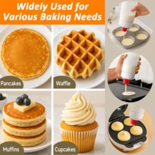 2-Piece Batter Dispensing Bottles With Scale, Hand-Crank Mixing Pancake Bottles, Durable Material, Anti-Drip Outlet, Suitable For Pancakes, Waffles, Crepes, Dessert Baking. Can Hold Different Batter And Sauces, Easy To Disassemble And Clean, Dishwasher , Large Capacity Design, Ideal For Home Baking And Family Breakfast, Efficient And Convenient To Reduce Kitchen Mess. - View 5
