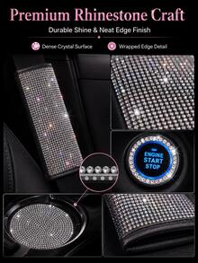 Hiny 11pcs Artificial Rhinestone Car Interior Decor Set, Fashionable All-Season Car Accessories, Car Decoration, Interior Embellishment, Sparkling Accents, Rhinestone Design, Handmade Decoration, High Gloss Surface, Decorative Items - 11PCS - View 9