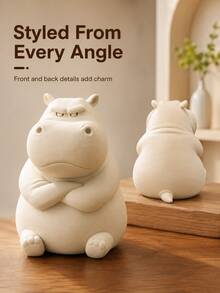 3D Printed Angry Hippo Car Dashboard Ornament, Funny Angry Expression Animal Figurine, Compact Car Interior Decor, Suitable For Center Console, Desk And Bookshelf, Unique Creative Home Office Decoration, Perfect Birthday Holiday Gift For Drivers And Animal Lovers - Multicolor - View 5