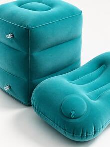 XD 2 piezas Juego inflable de alivio de presión para viajes de larga distancia en tren, almohada inflable ajustable para pies en vuelos con cojín inflable, reposapiés inflable de PVC, almohada inflable portátil para viajes de negocios, viajes y dormitorios universitarios - Verde - Ver 5