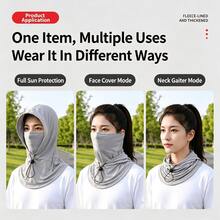 1pc Ice Silk Hooded Sun Protection Face Mask, Breathable Neck Guard Head Cover For Men And Women, Adjustable Drawstring, Cycling Outdoor Sun Protection Hat Cover, 4 Colors Available - Multicolor - View 2