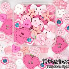 18/23/28/35/42/50/60/70/80Pcs/Box Random Style Cute Pink Buttons, Can Be Used For DIY Scrapbook, Clothing Accessories Buttons - Multiple Styles - View 21