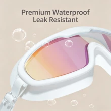 Adult & Youth Large Frame Anti-Fog Swimming Goggles With Ear Plugs - White - View 2