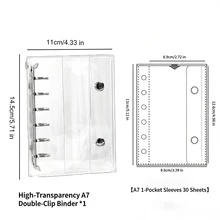 1件 A6/A7 透明PP軟封面6孔活頁夾，附可更換透明內頁，相卡收納夾，多功能收納相簿，適合K-Pop偶像小卡收藏、手作書本，亦可作為返校學習用品 - 多款式 - 查看 4