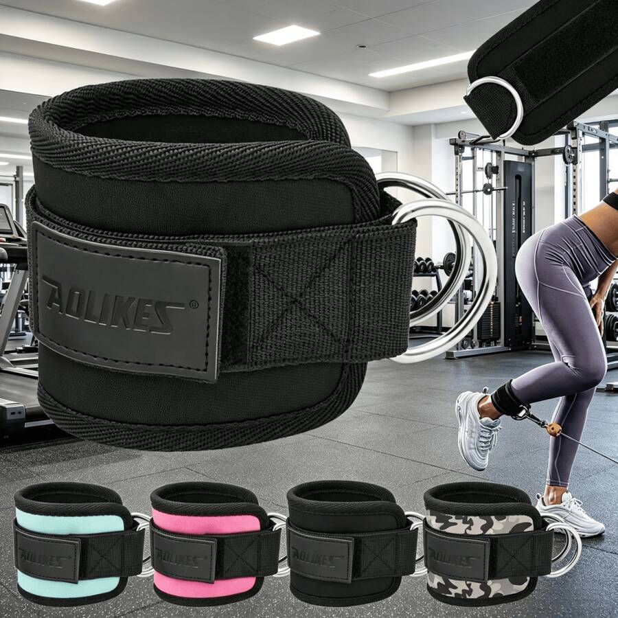 4pcs Soft Padded Ankle Straps With Dual Metal D-Rings, Breathable Non-Slip Ankle Cuffs For Kicking, Hip Abductor, Leg Fitness Training Gym Equipment - Multicolor - View 1